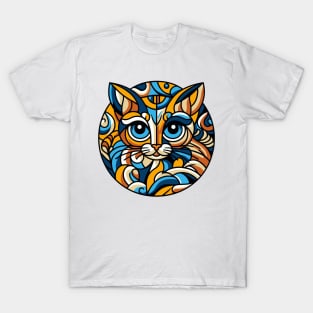 Pop art cat illustration. cubism cat illustration T-Shirt